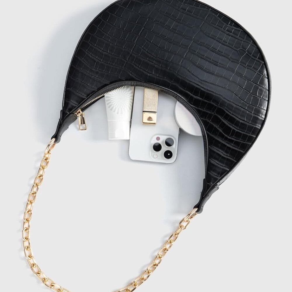 Crossbody Bag for Women - Leather Shoulder Handbag Saddle Underarm Purse with Ad - Picture 3 of 7